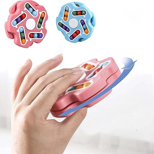 Fidget Toy Rotating Magic Bean Cube Spinner (PACK OF 1) (MULTICOLOR)