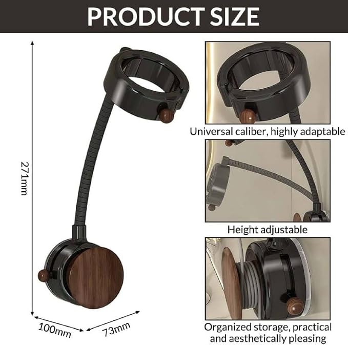 Hands Free Hair Dryer Holder Wall Mount