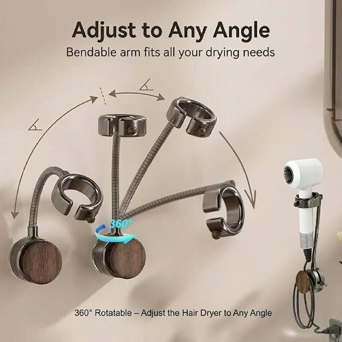 Hands Free Hair Dryer Holder Wall Mount