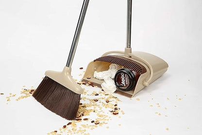 Broom and Dustpan Set, Long Handled Broom Dustpan Combo(MULTICOLOR)