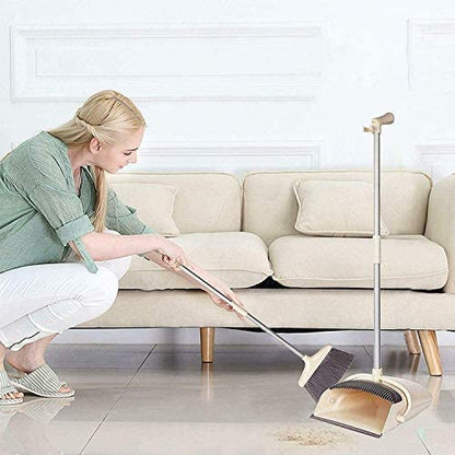 Broom and Dustpan Set, Long Handled Broom Dustpan Combo(MULTICOLOR)