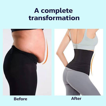 Free Size Premium Waist Belt Elastic Band Weight Loss Flat Belly Belt Body Shaper Abdominal Belt After Delivery for Tummy Reduction Tummy Wrap Waist Trainer -Black