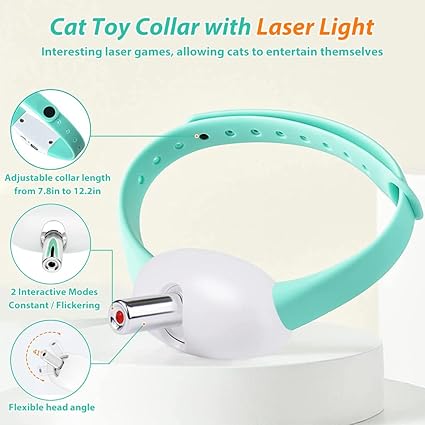 Cat Toys for Kitten Cat Collar with Laser Light Cat Teaser Adjustable Cat Collar Toy Chasing Toy Self-Entertainment