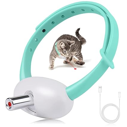 Cat Toys for Kitten Cat Collar with Laser Light Cat Teaser Adjustable Cat Collar Toy Chasing Toy Self-Entertainment